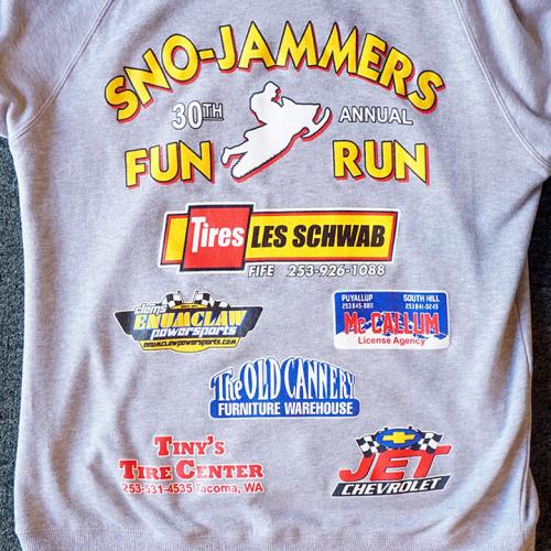 Sno Jammers screen printed sweatshirts